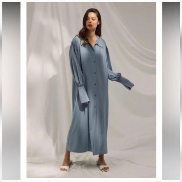 Nap Loungewear Button-Front & Back Drape Shirt Robe /  Dress / Gown - Size L - Picture 1 of 16
